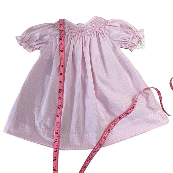 Petit Ami Gingham Smocked Dress Pink Girls Size 9 Months NEW WITH TAGS - Picture 9 of 9